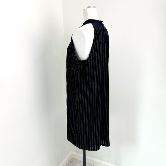 J. Jill Wearever Collection Dress Women's Large Velvet Sleeveless Striped Black - Picture 8 of 14